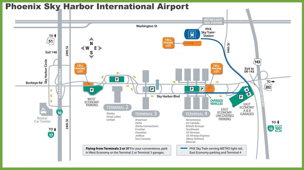 फीनिक्स हवाई अड्डे के गेट के नक्शे