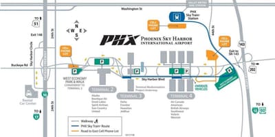 Skyharbor हवाई अड्डे का नक्शा