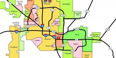 फीनिक्स मेट्रो क्षेत्र का नक्शा